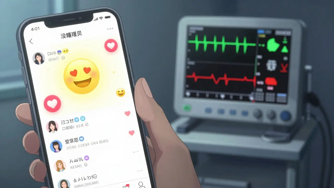 Split screen showing a viral social media feed versus a clinical sleep monitor.