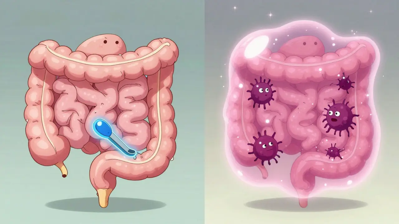 Anime comparison of gut-braking vs gut-coating medication effects