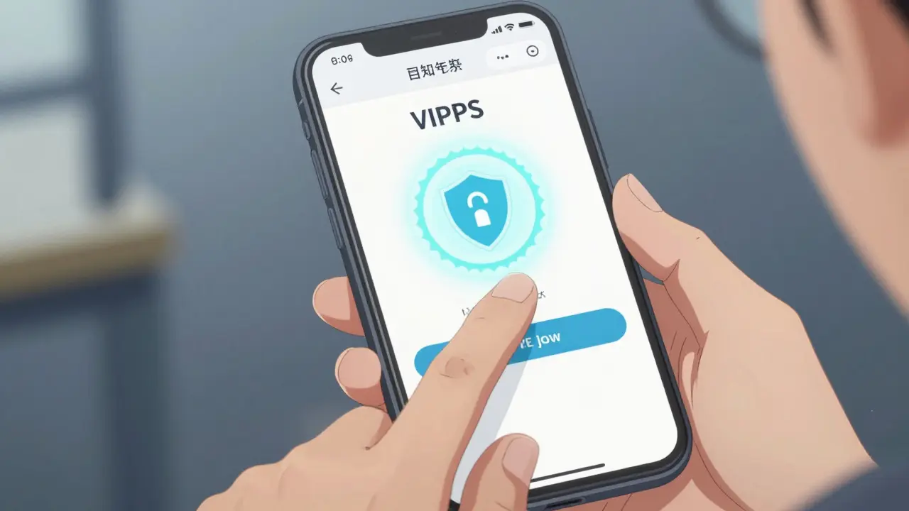 Hands holding phone showing secure pharmacy payment screen