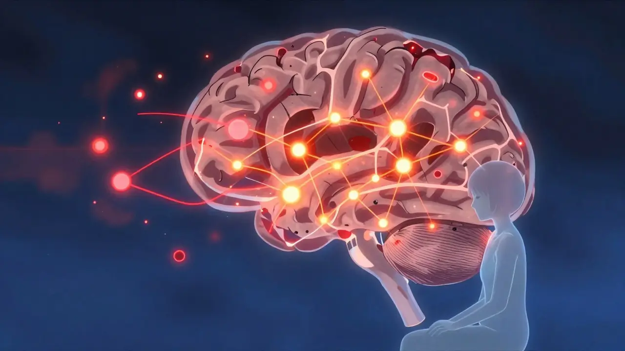 Abstract anime art showing chaotic neural sparks representing anxiety