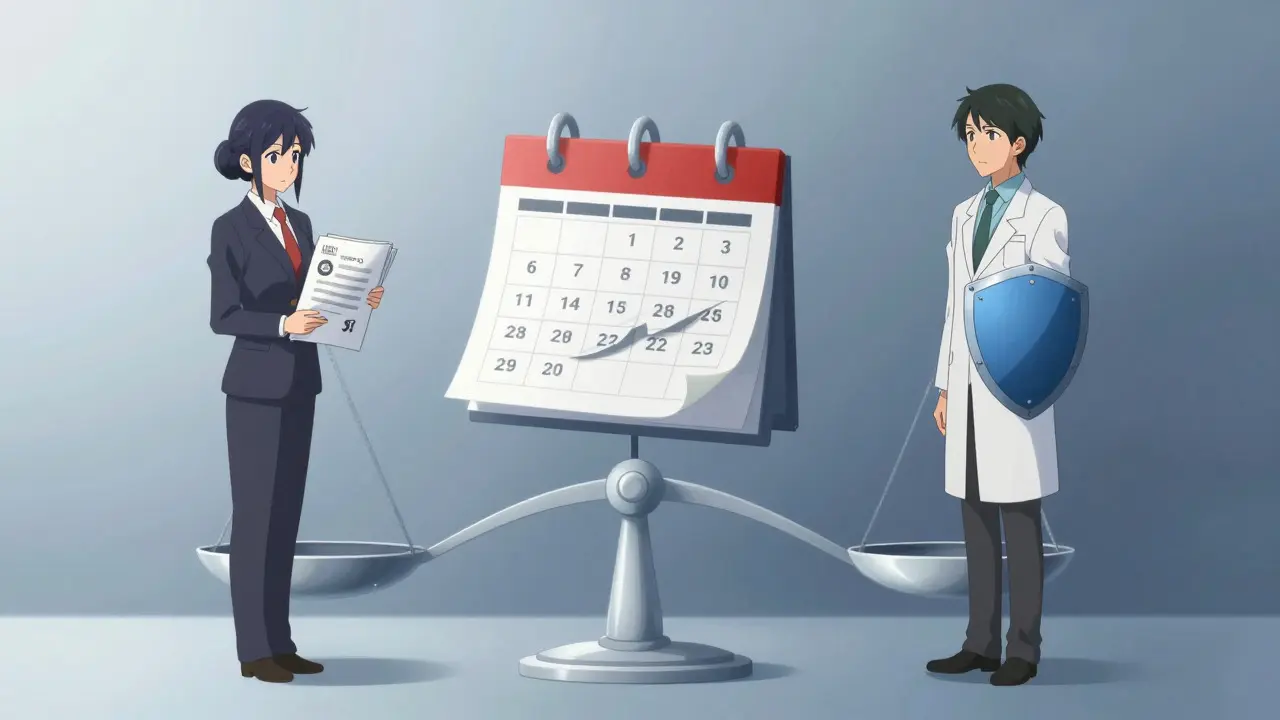 Anime figures balancing scales between patent office and FDA regulators